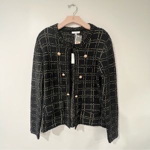 Anthropologie Sioni Windowpane Boucle Jacket L